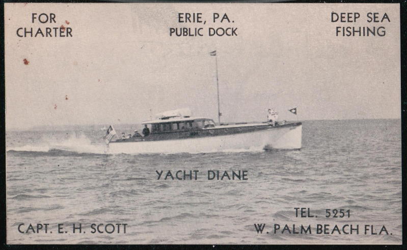 5. Postcard advertising E.H. Scotts Yacht Diane 1939