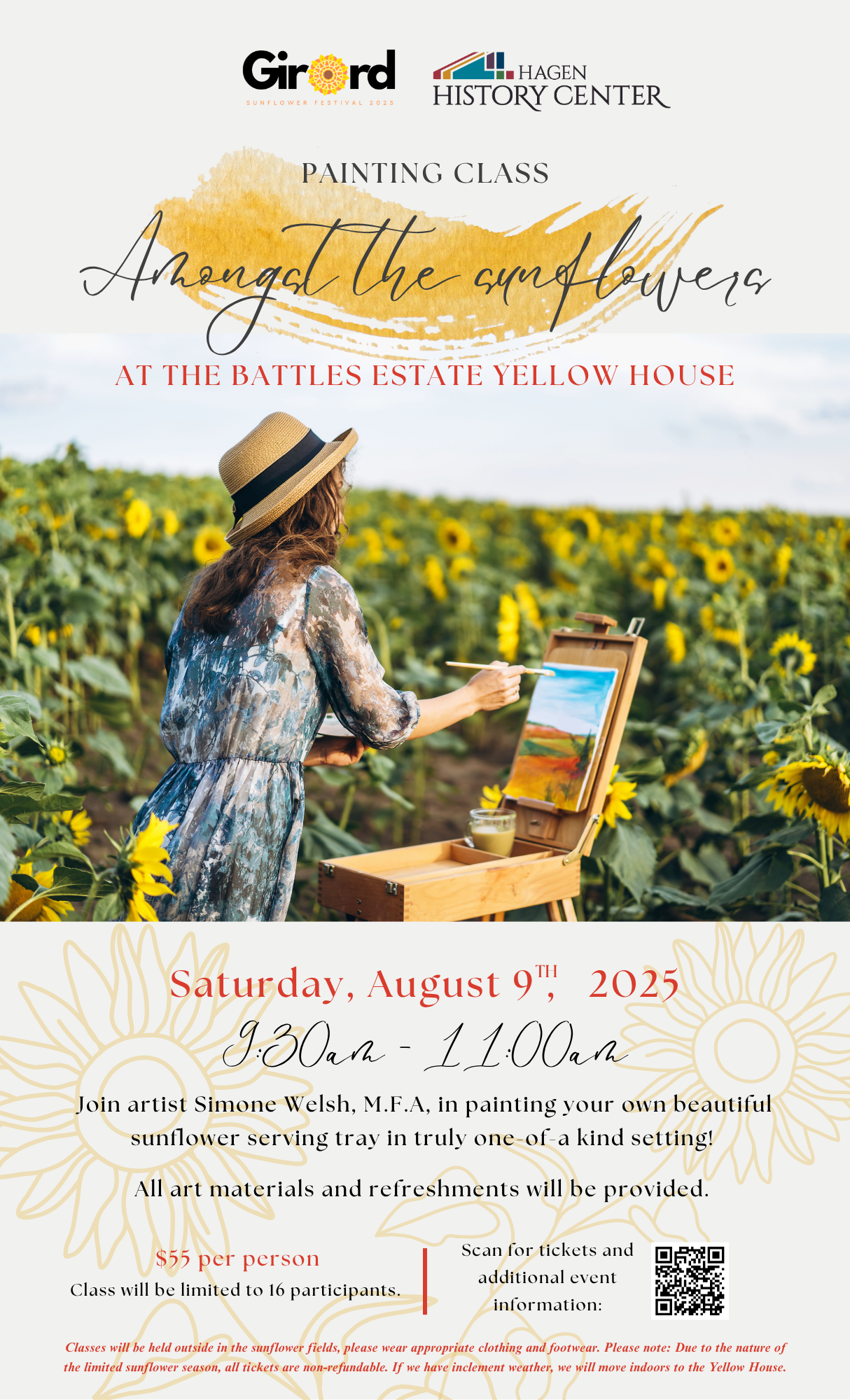 Painting Amongst the Sunflowers Class FINAL Advert with Pricing