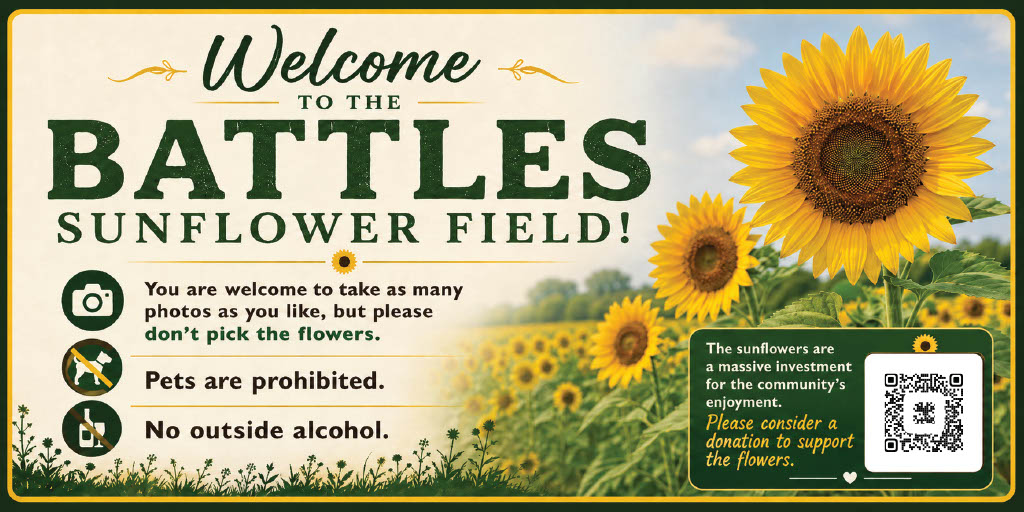 Sunflower field sign